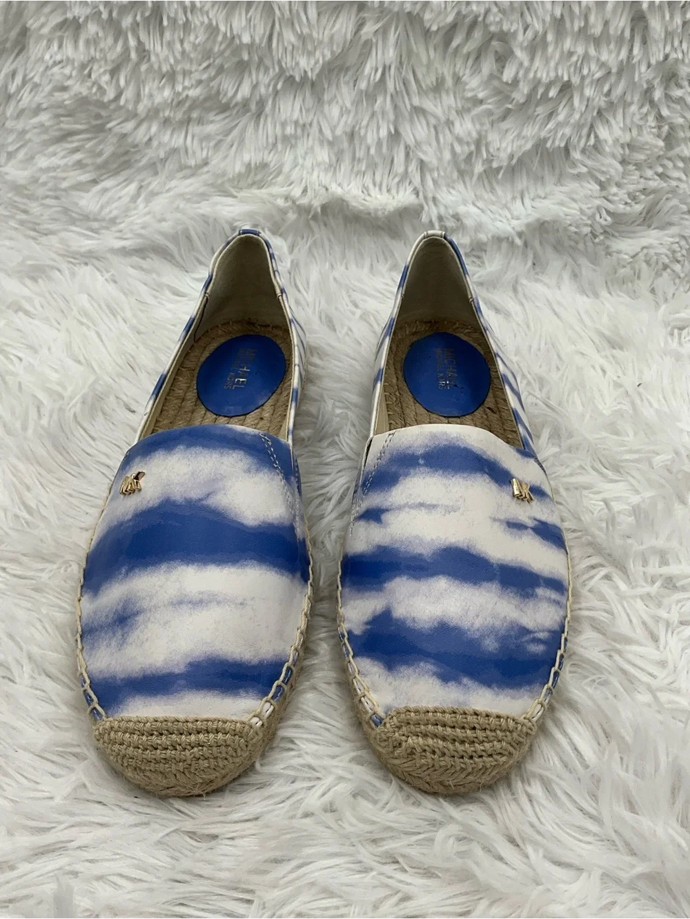 Michael Kors Flats Size 5.5 Blue and White Kendrick Tie-Dye Espadrille Flats